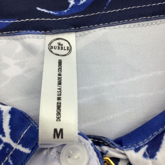 The Bubble Womens Short Sleeve Flutter Polo Golf Tennis Top Blue Size Medium NWT - Picture 7 of 9